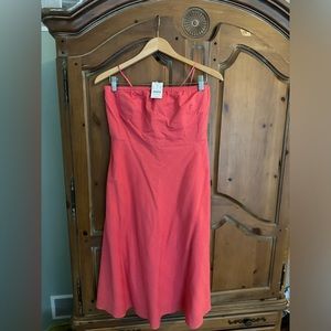 NWT JCrew Factory Coral Seersucker Strapless Sundress (8)